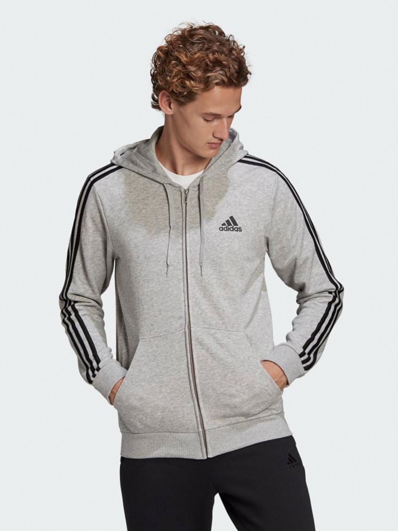 Спортивна кофта Adidas Essentials French Terry 3-Stripes Full-Zip модель GK9034 Фото