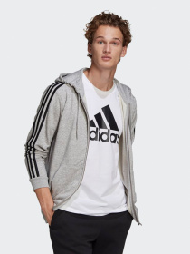 Спортивна кофта Adidas Essentials French Terry 3-Stripes Full-Zip модель GK9034 Фото