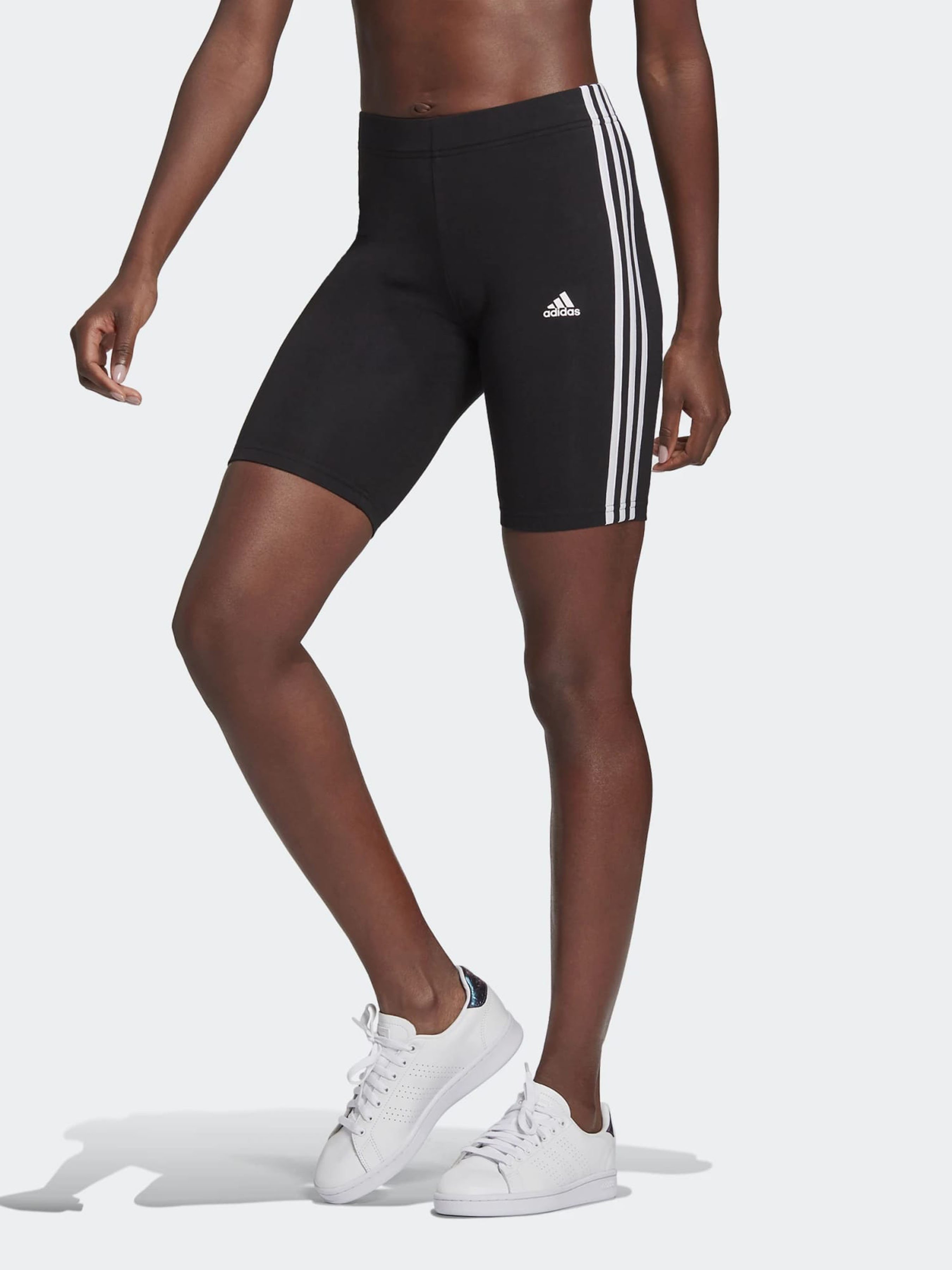 Жіночі Спортивні леггінси adidas ESSENTIALS 3-STRIPES (CN1390) колір чорний, матеріал бавовна/штучний текстиль