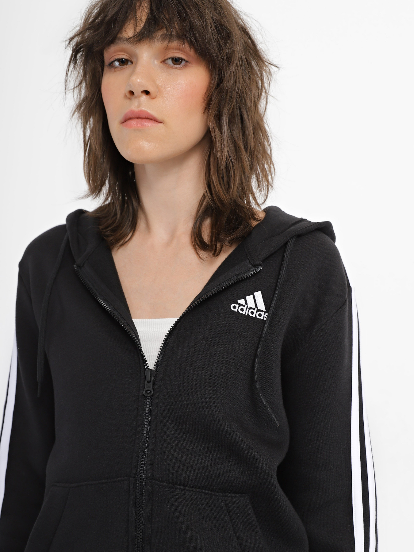 Кофта спортивная Adidas Essentials 3-Stripes Full-Zip Fleece модель HZ5743 Фото