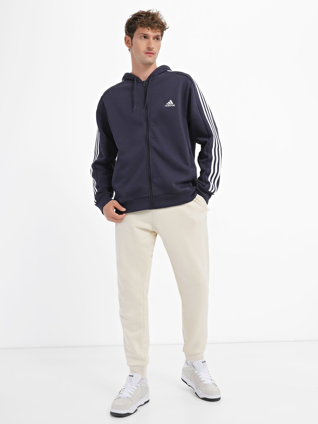 Худи Adidas Essentials Fleece 3-Stripes Full-Zip модель IJ6478 Фото