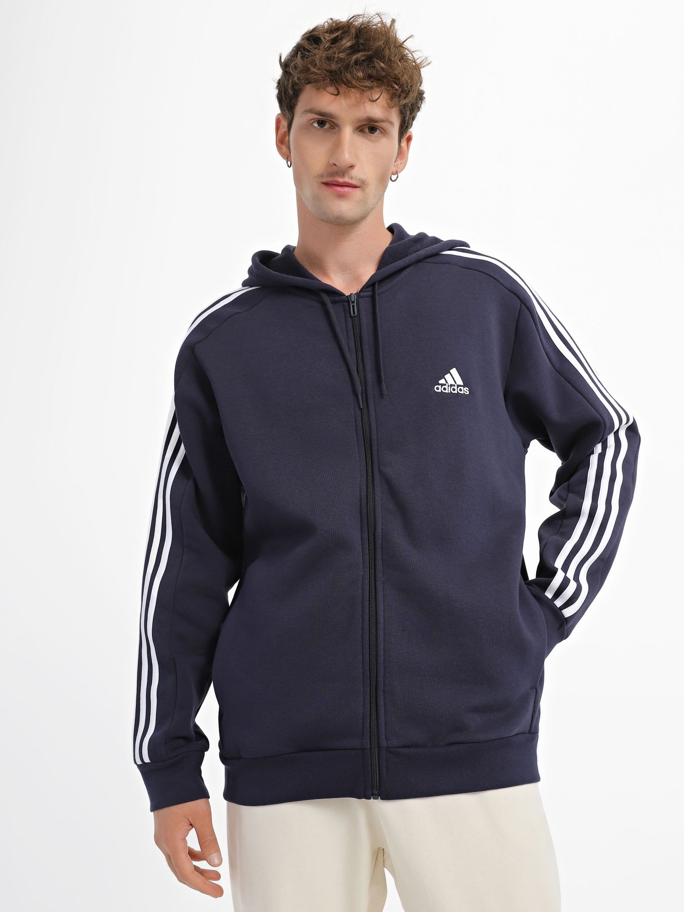 Худи Adidas Essentials Fleece 3-Stripes Full-Zip модель IJ6478 Фото