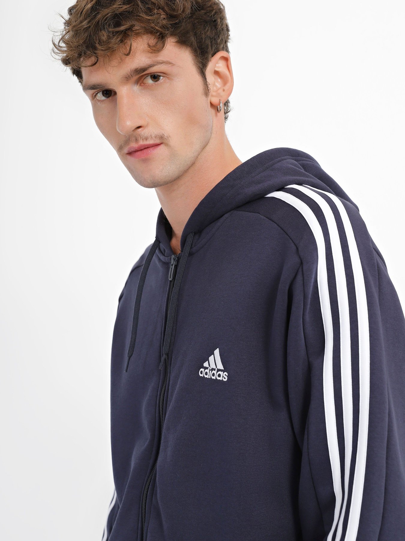 Худі Adidas Essentials Fleece 3-Stripes Full-Zip модель IJ6478 Фото