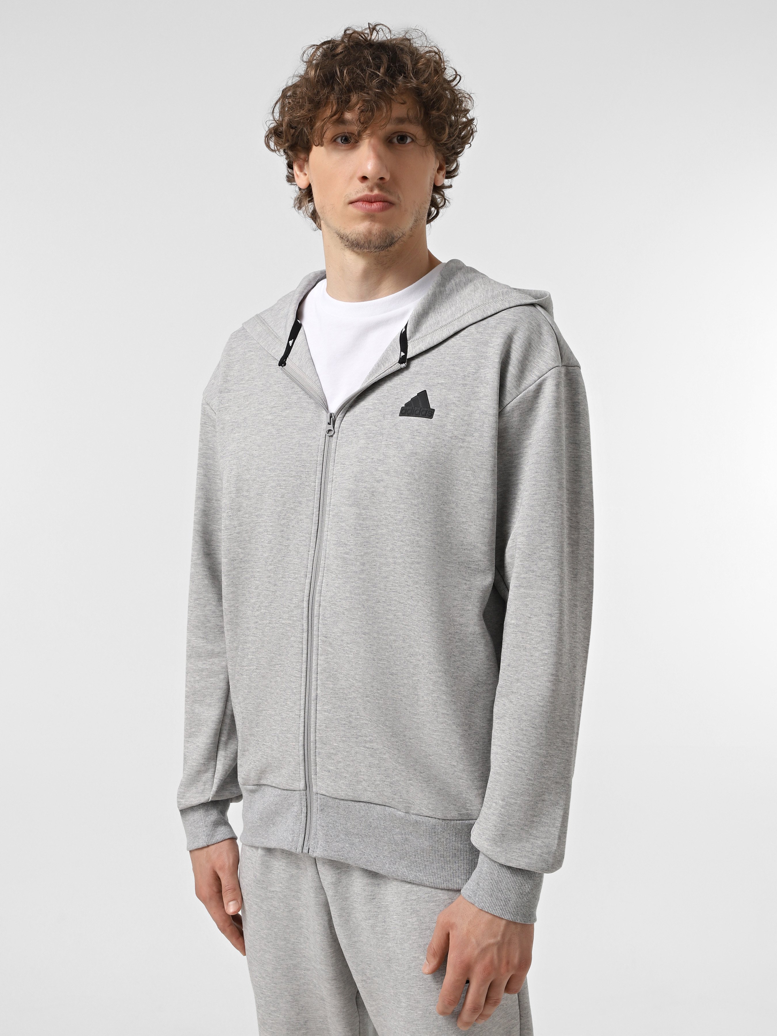 Чоловіча Спортивна кофта adidas FUTURE ICONS DOUBLEKNIT FULL-Z (CN3862) колір сірий, матеріал бавовна/поліестер adidas - купити в Україні