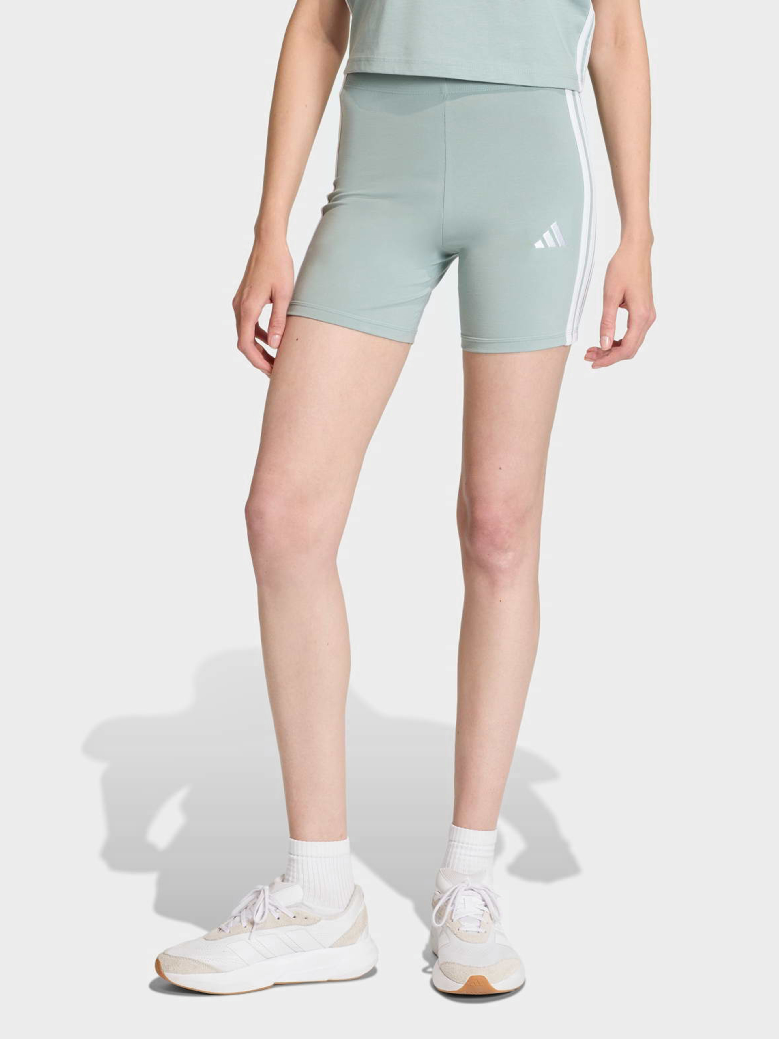Бавовняні Жіночі Велосипедки adidas ESSENTIALS 3-STRIPES HIGH WAIS (CN4194) колір м'ятний adidas - купити в Україні