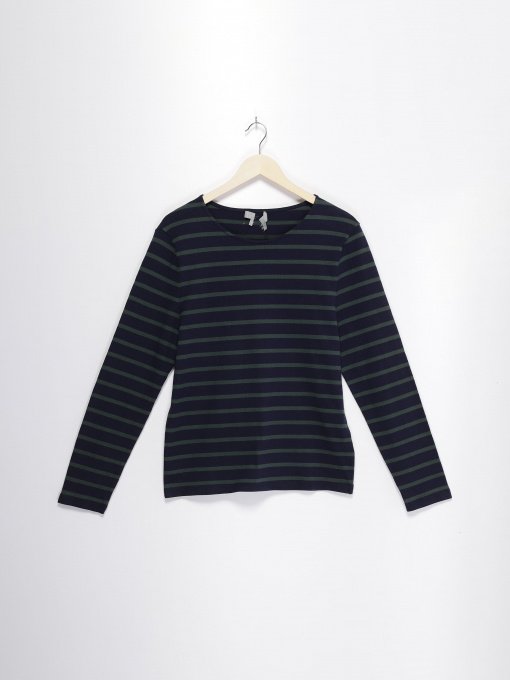 Лонгслив COS модель 0380630_т.синій з зеленим Фото