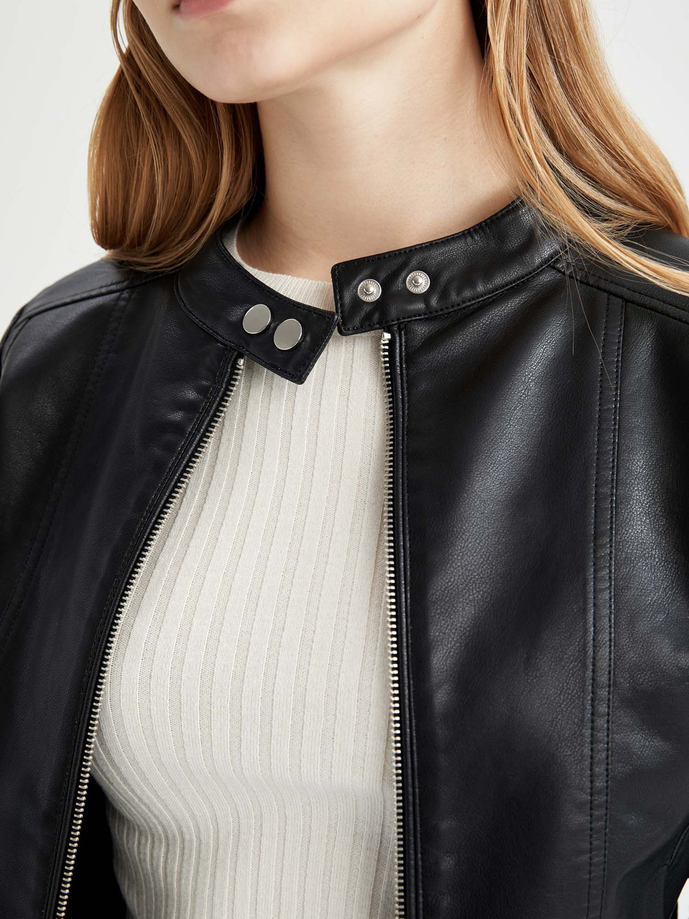 Шкіряна куртка DeFacto модель W6051AZ-BK27 Фото