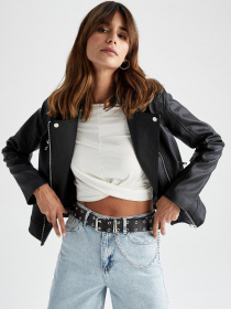 Шкіряна куртка DeFacto модель W6057AZ-BK27 Фото