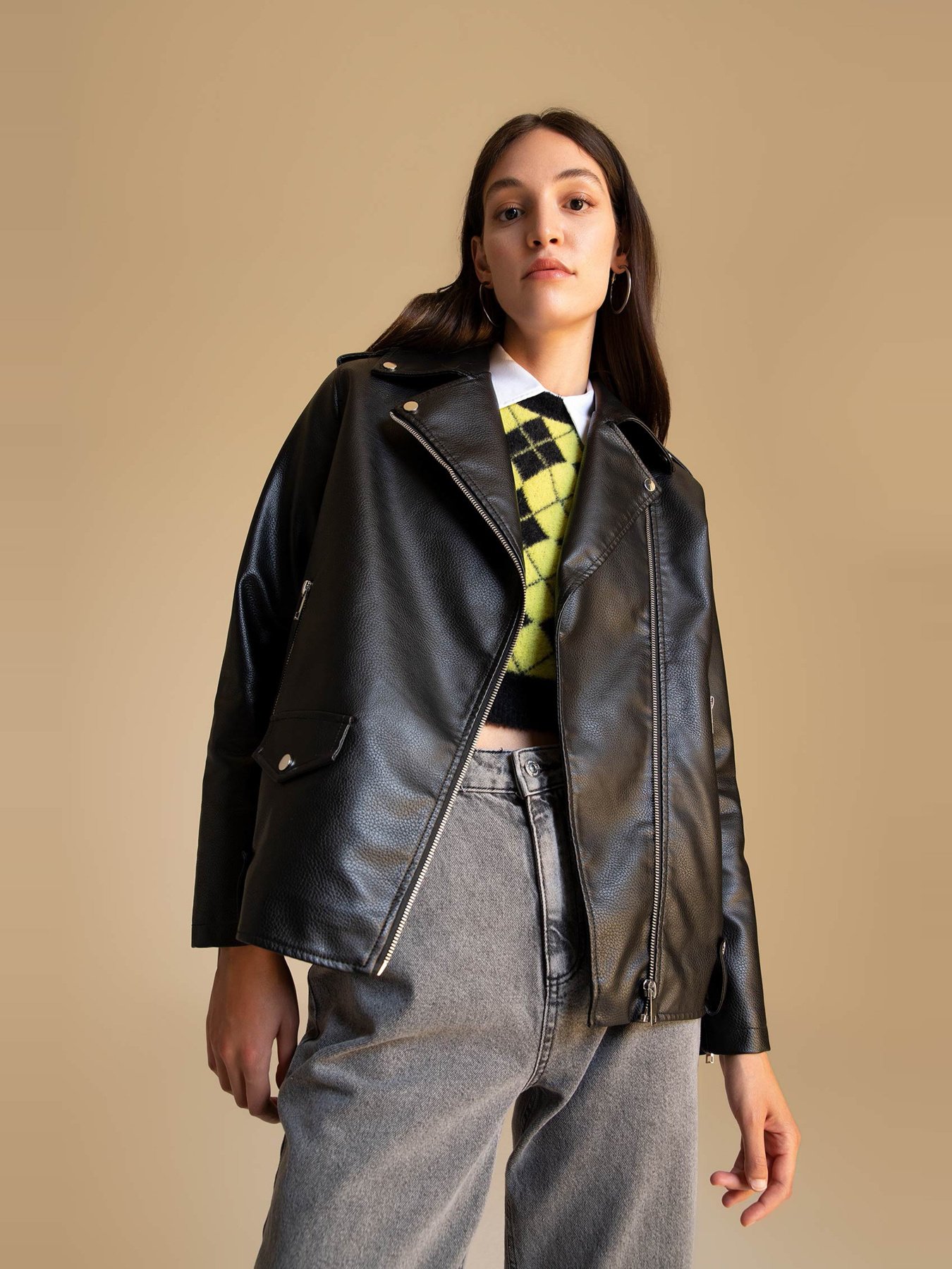 Шкіряна куртка DeFacto модель W6065AZ-BK27 Фото