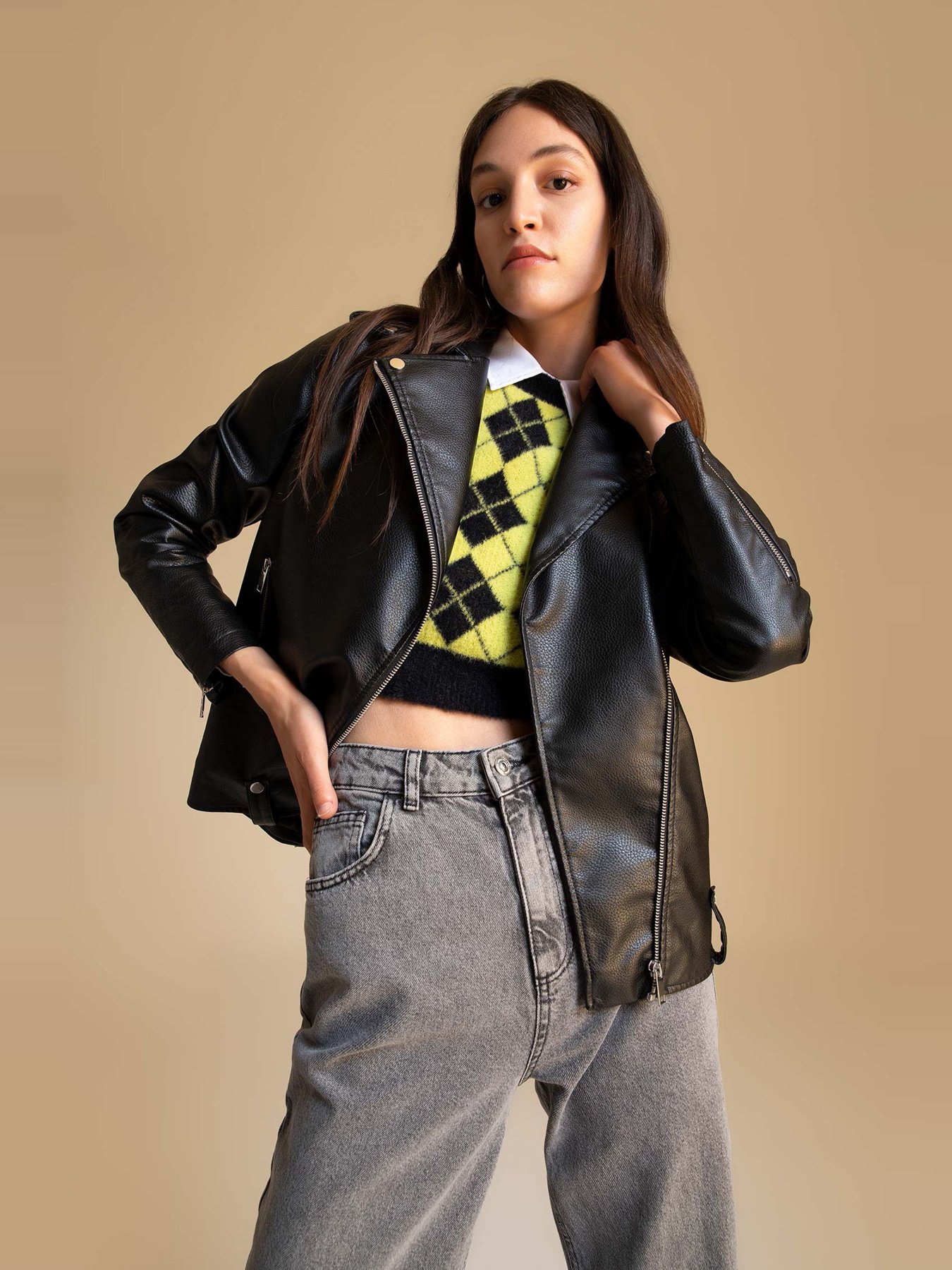 Шкіряна куртка DeFacto модель W6065AZ-BK27 Фото