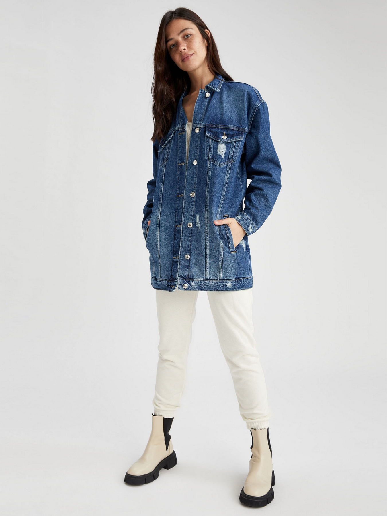 Джинсова куртка DeFacto модель U0468AZ-NM28 Джинсова куртка DeFacto модель U0468AZ-NM28 Фото