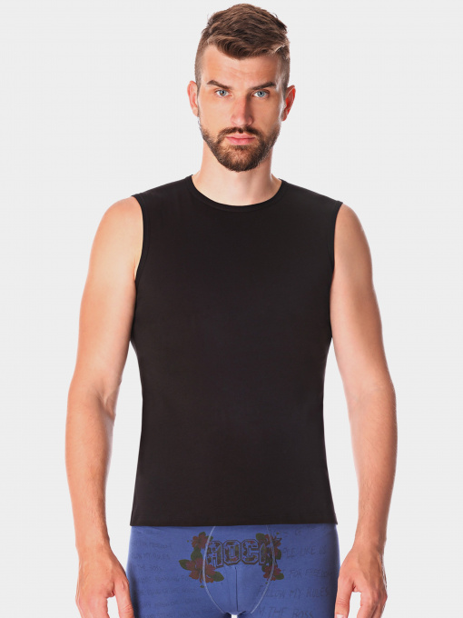 Майка для дома Emy модель 6111 Чоловіча майка-Черный Фото