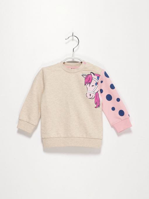 Свитшот Esprit модель 7040911501_бежевий комб. Фото