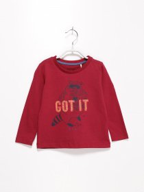 Лонгслів Esprit модель 7040941002_бордовий комб. Фото