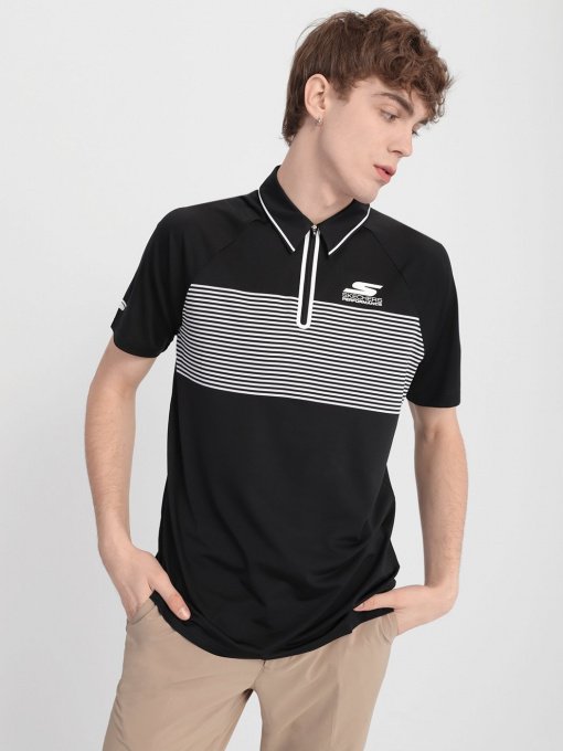 Поло Skechers Fade Stripe Golf Wіcking Breathable Zip Soft Feel модель M01TO36 BLK Фото