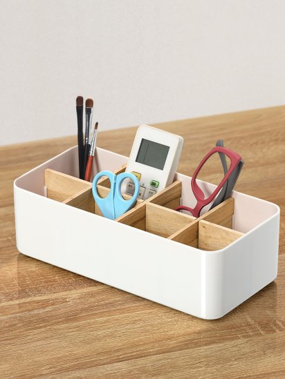 MBM MY HOME ­Органайзер для мелочей белый модель FH-03 WHITE/WOOD — фото - INTERTOP