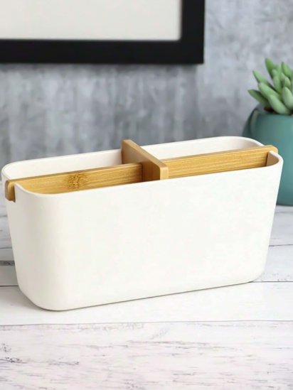 MBM MY HOME ­Органайзер для мелочей белый/дерево Scandinavia модель FH-48 WHITE/WOOD — фото 4 - INTERTOP