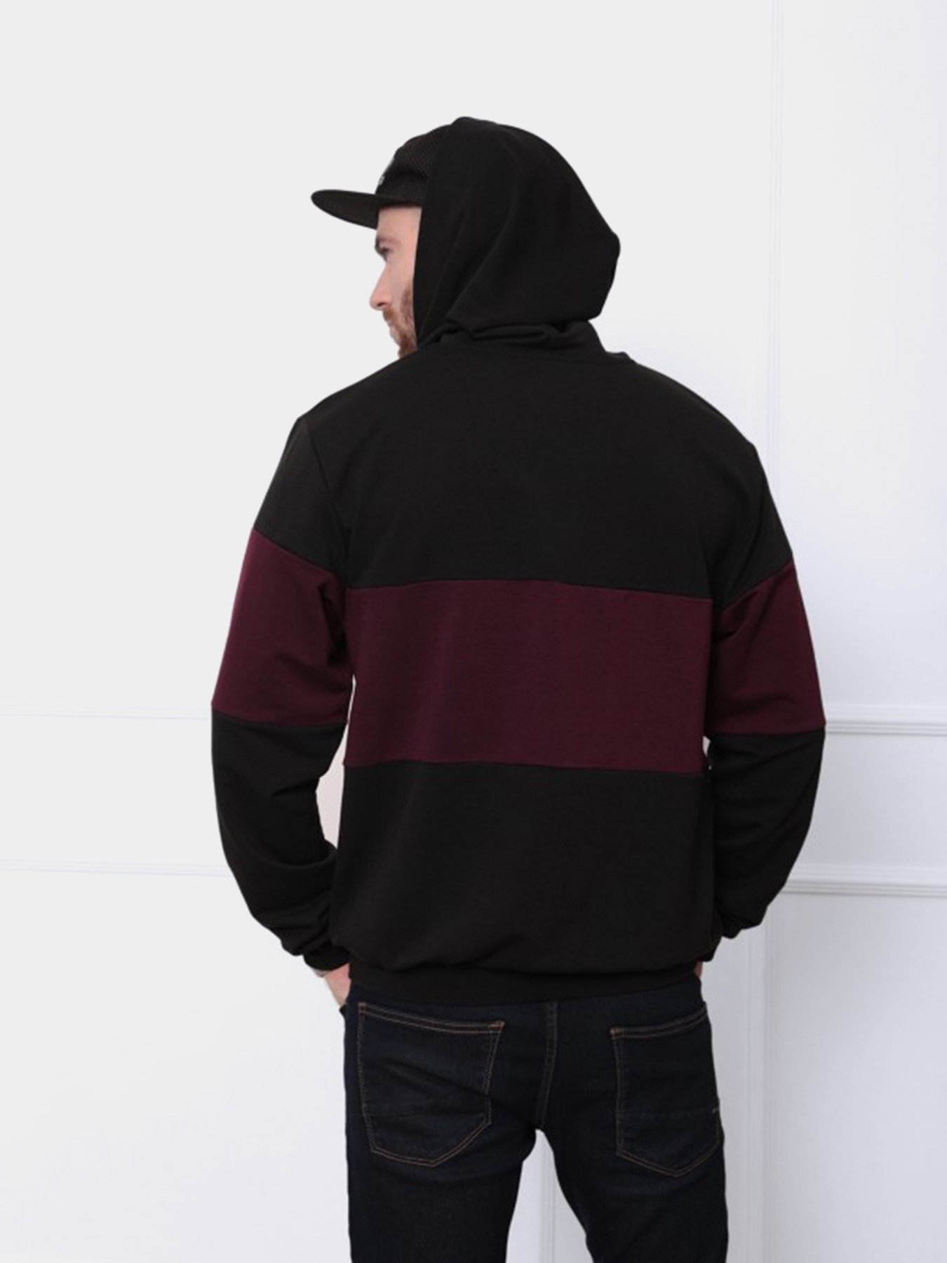 Худі ISSA Plus модель GN-408_черный/бордовый Фото