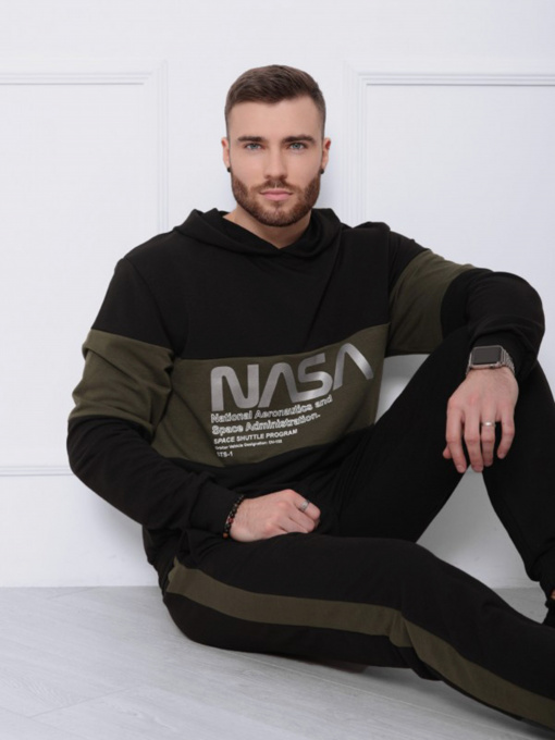 Худі ISSA Plus модель GN-408_черный/хаки Фото