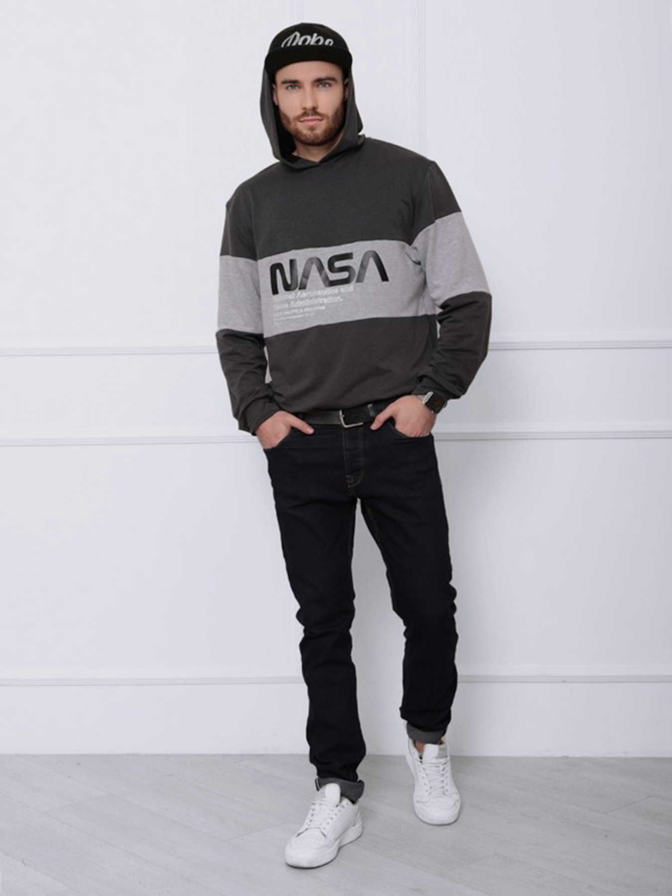 Худи ISSA Plus модель GN-408_темно-серый/серый Фото