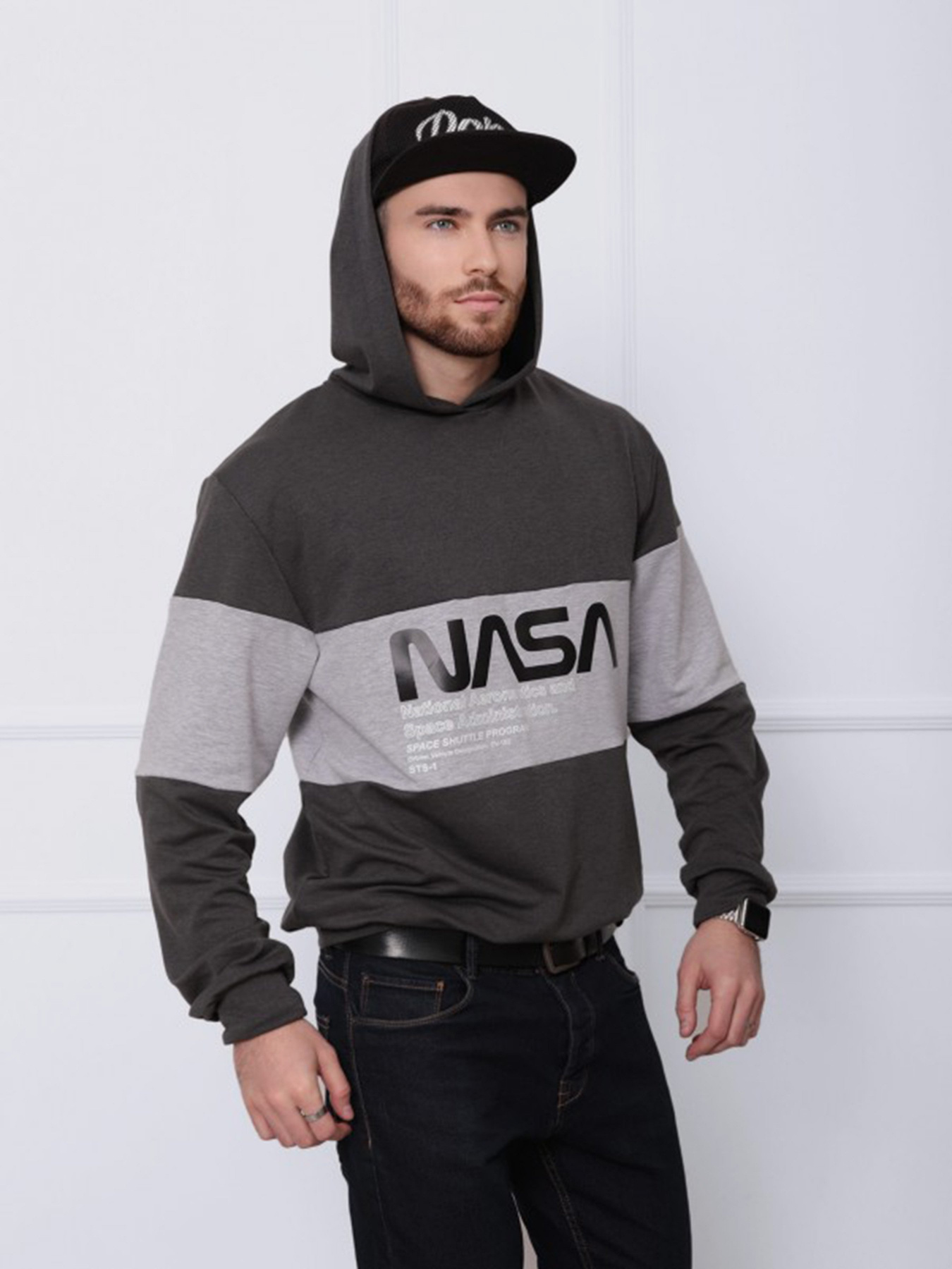 Худи ISSA Plus модель GN-408_темно-серый/серый Фото