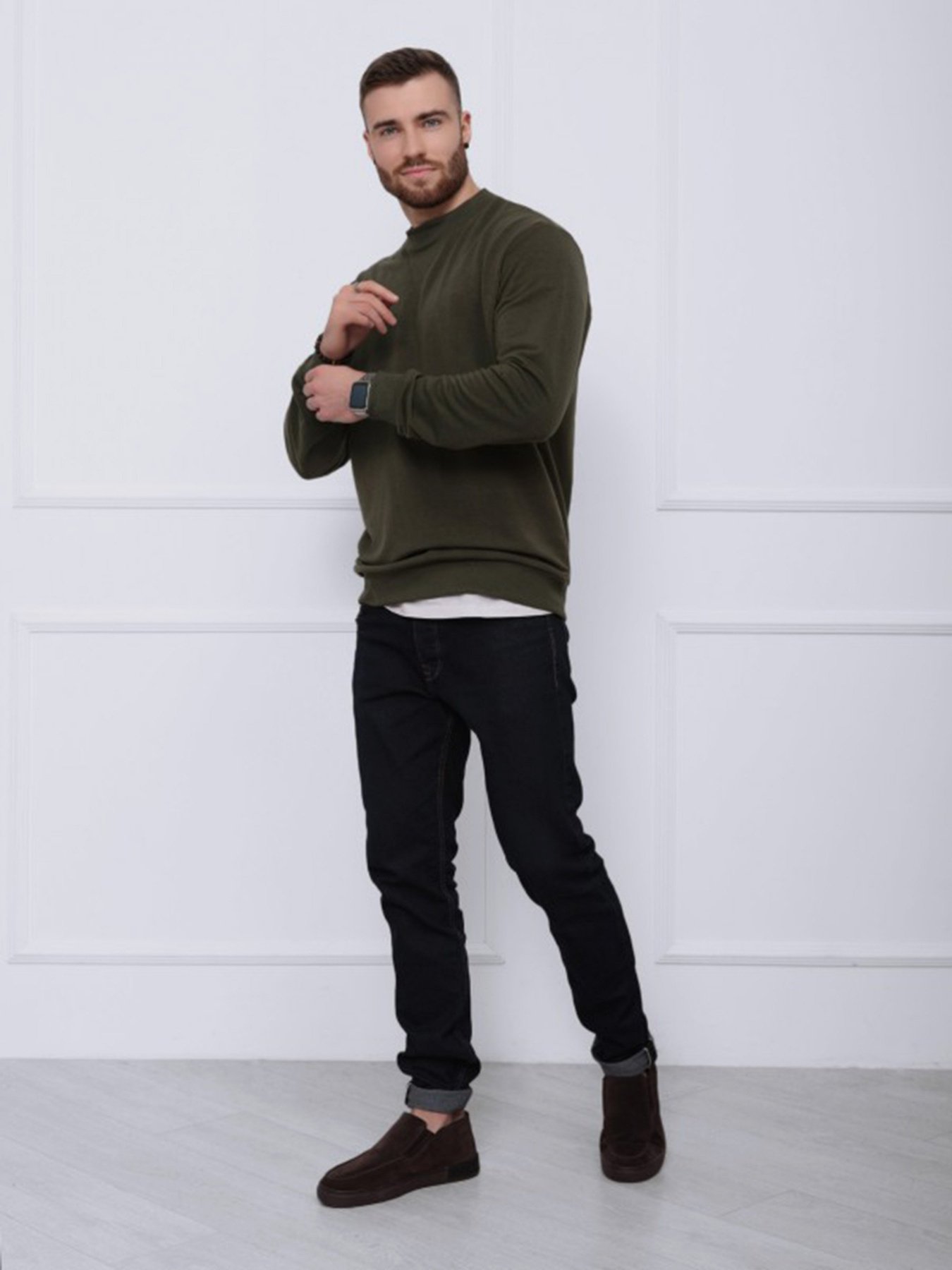 Свитшот ISSA Plus модель GN-419_хаки Фото