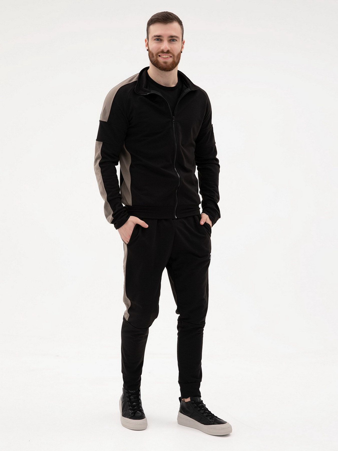 Спортивний костюм ISSA Plus модель SG-15_черный/хаки Фото