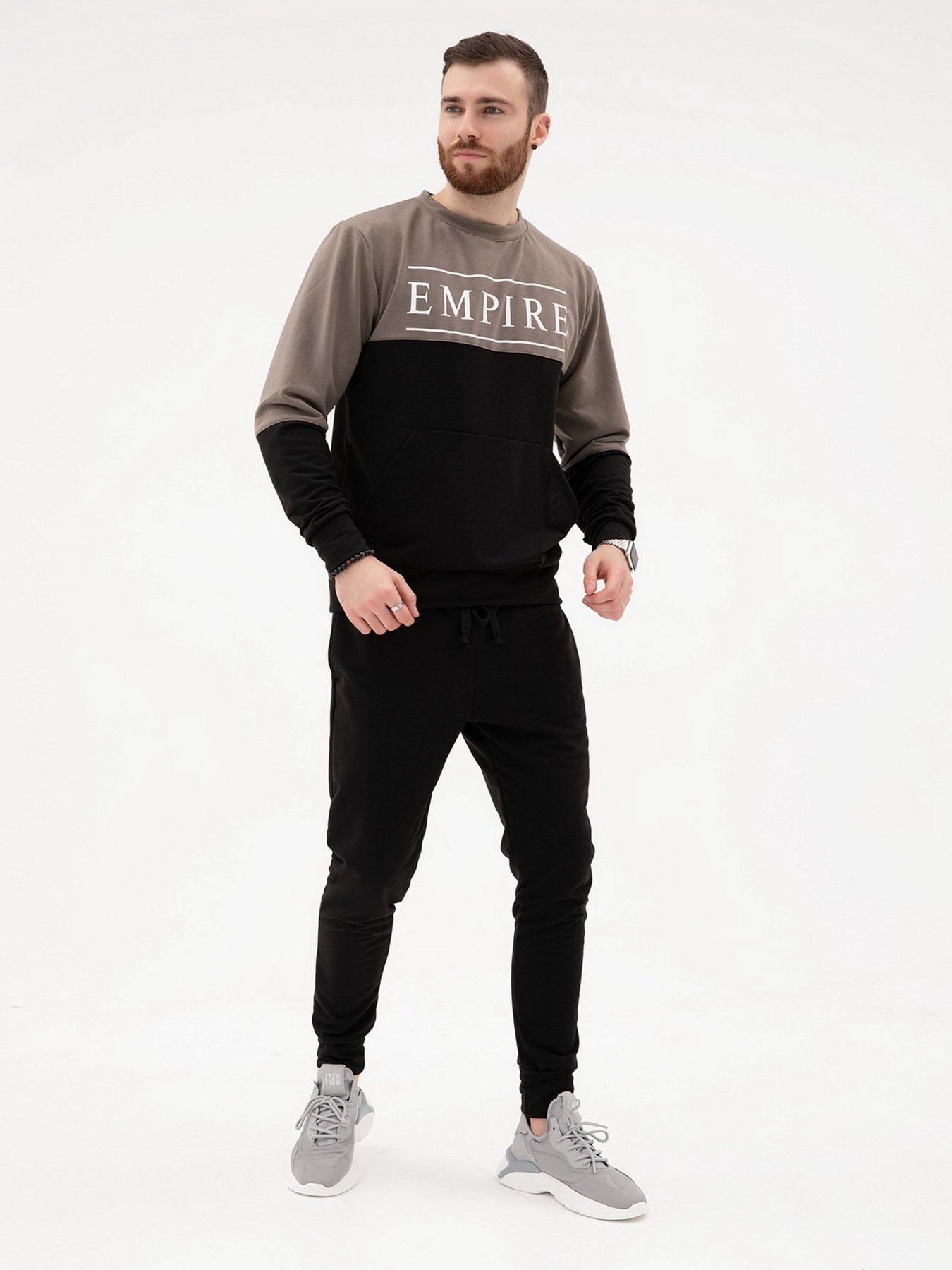 Спортивный костюм ISSA Plus модель SG-19_черный/хаки Фото