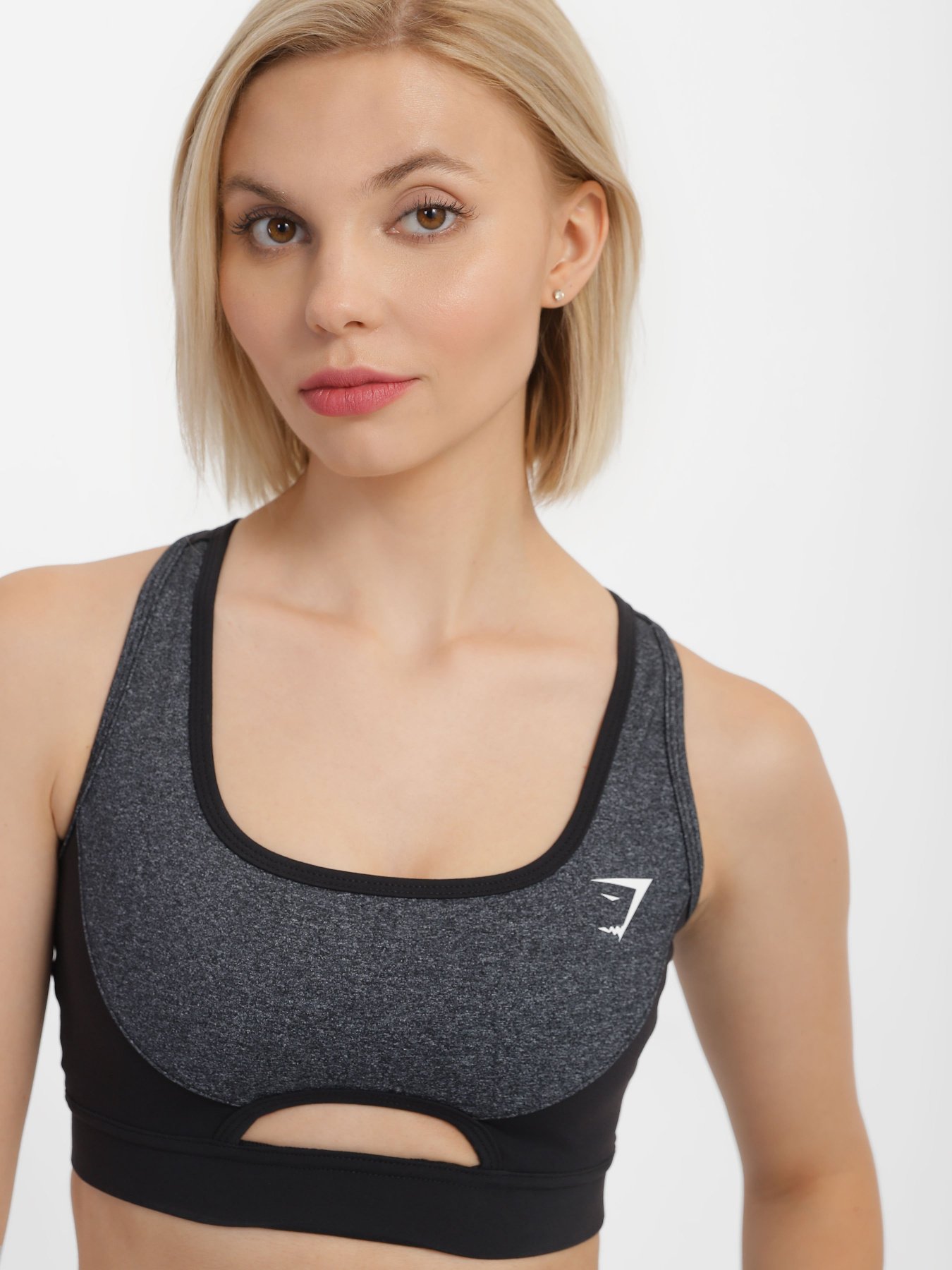 Топ спортивный Gymshark модель GLSB022_сірий комб. Фото