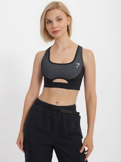 Топ спортивный Gymshark модель GLSB022_сірий комб. Фото