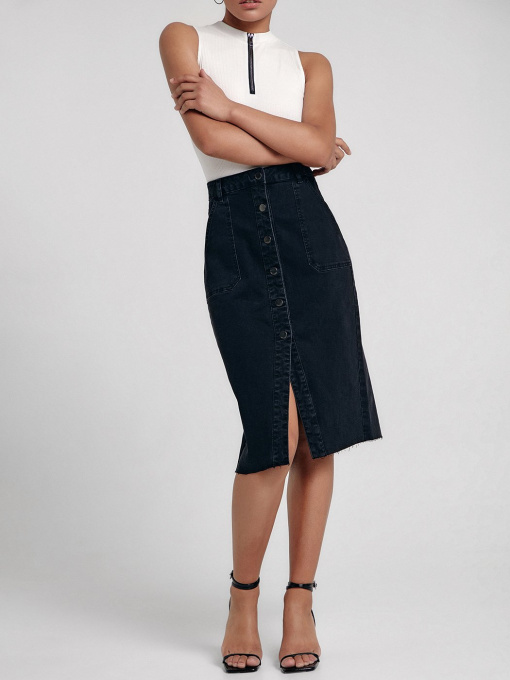 Джинсовая юбка Conte Elegant модель CON-439-washed black Фото