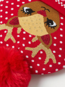 Шапка H&M модель 0877526_червоний комб. Фото