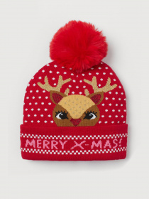 Шапка H&M модель 0877526_червоний комб. Фото