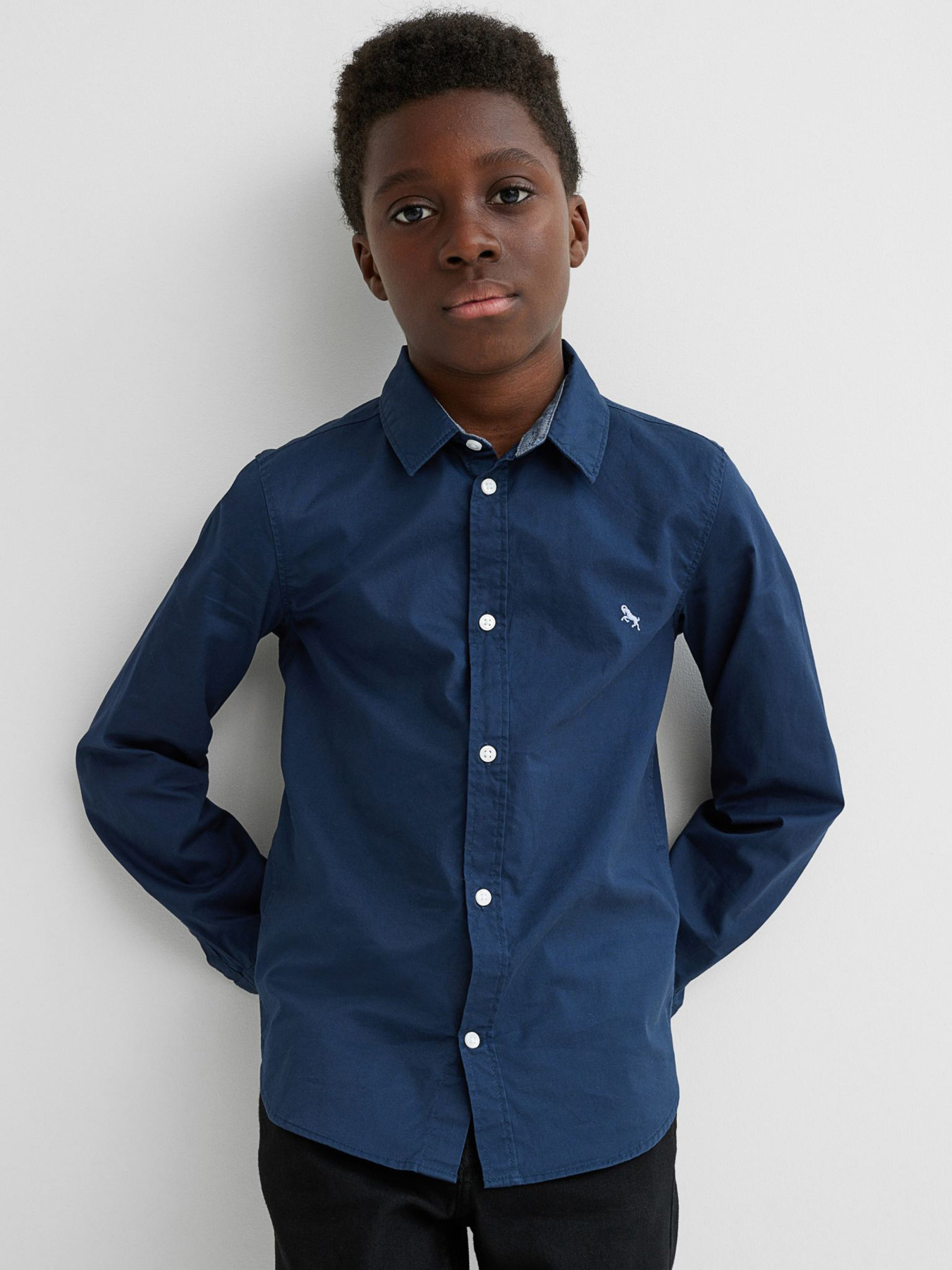 Сорочка повсякденна H&M модель 0688464_синій Сорочка повсякденна H&M модель 0688464_синій Фото