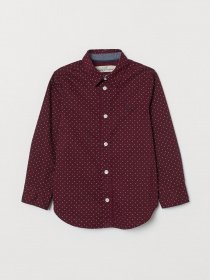 Сорочка повсякденна H&M модель 0742177_бордовий комб. Фото