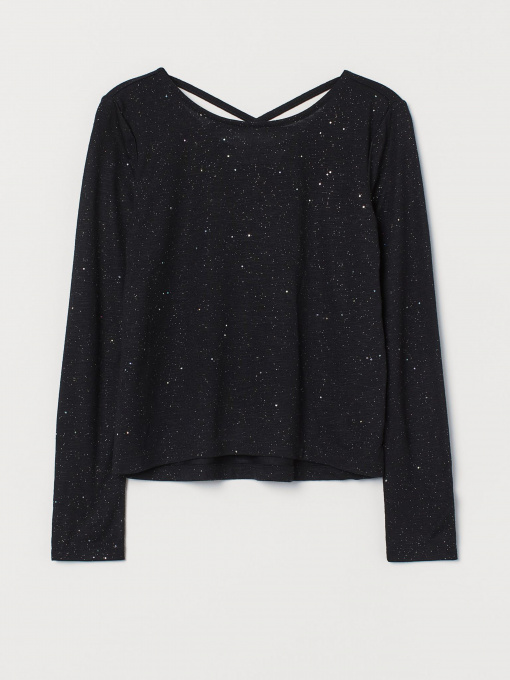 Лонгслив H&M модель 0887809_чорний комб. Фото