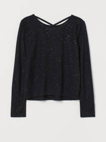 Лонгслив H&M модель 0887809_чорний комб. Фото