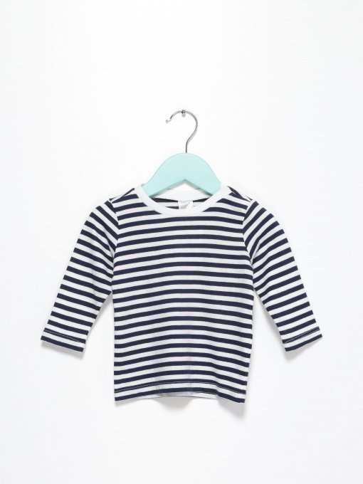 Лонгслів H&M модель 0743907_т.синій з білим Фото