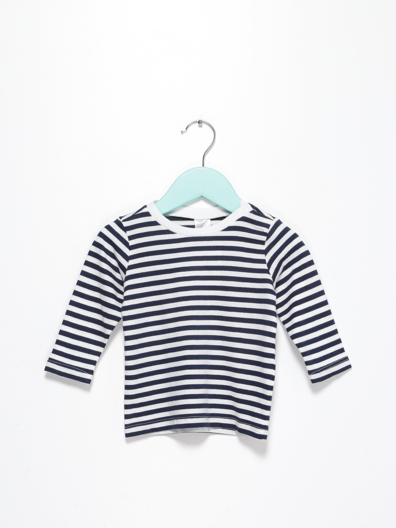 Лонгслів H&M модель 0743907_т.синій з білим Фото