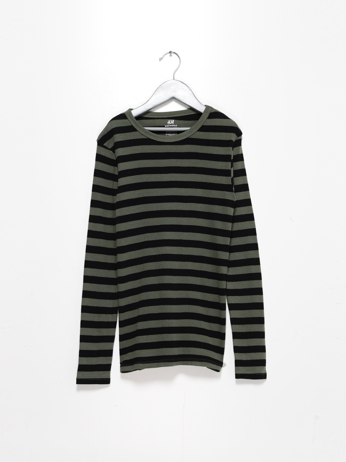 Лонгслів H&M модель 0493836_хакі з чорним Фото