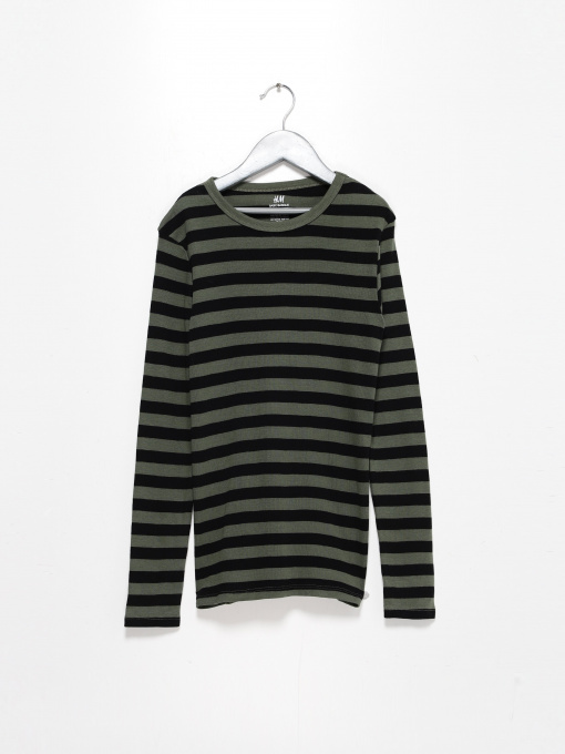 Лонгслів H&M модель 0493836_хакі з чорним Фото