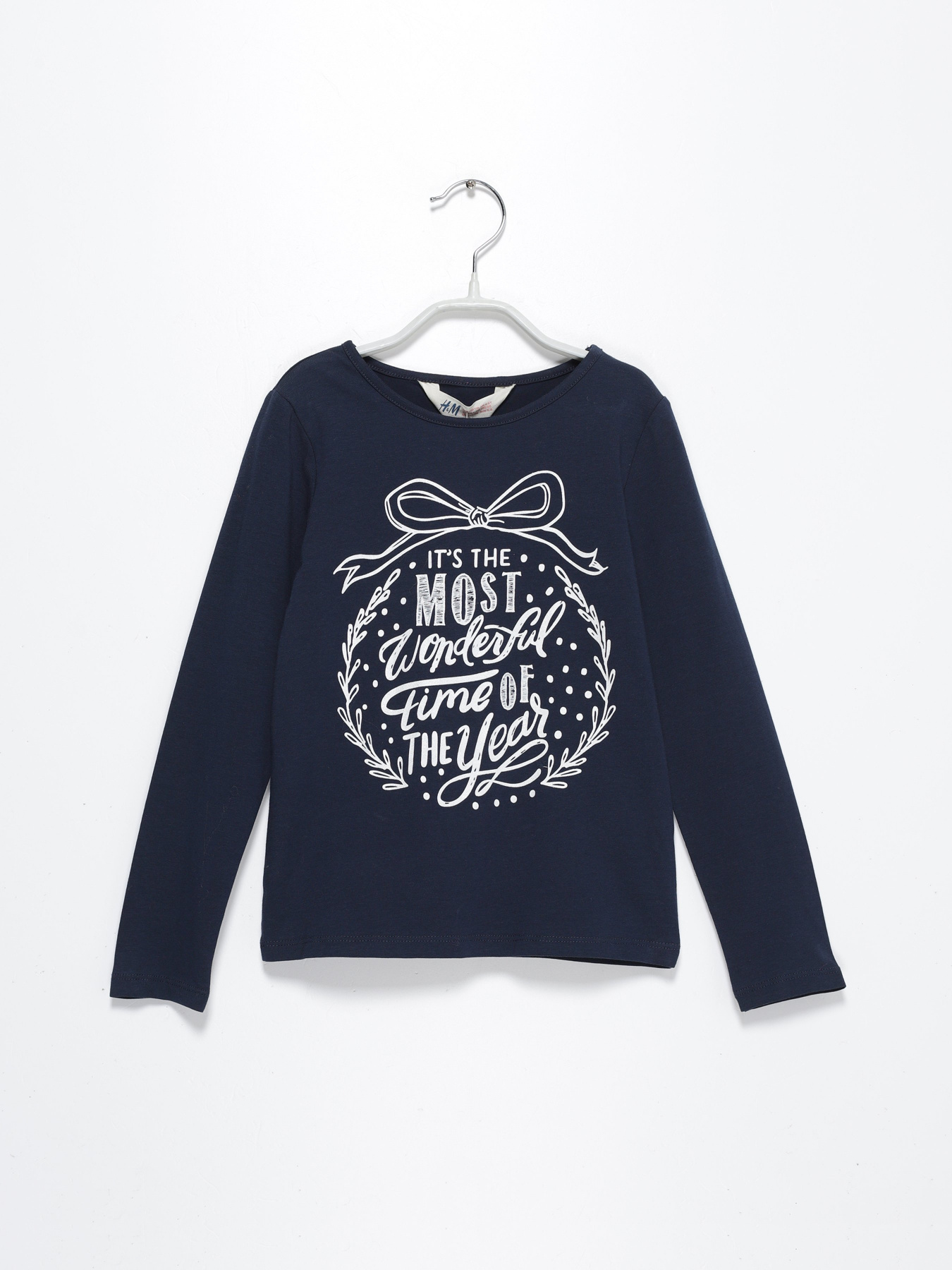 Лонгслів H&M модель 0390085_т.синій з білим Фото