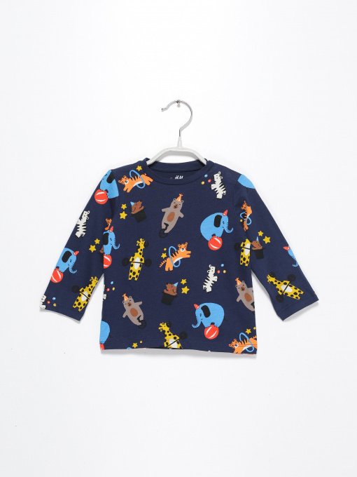 Лонгслив H&M модель 0679633_т.синій комб. Фото