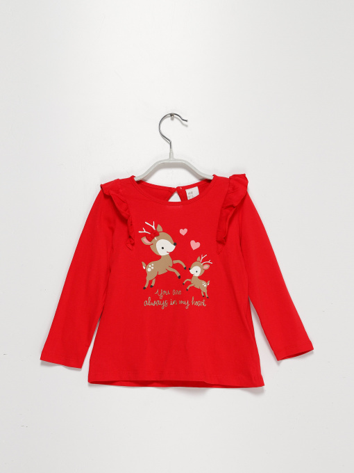 Лонгслів H&M модель 08657907_червоний комб. Фото