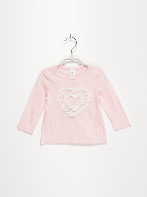 Лонгслів H&M модель 0301218_с.рожевий з білим Фото