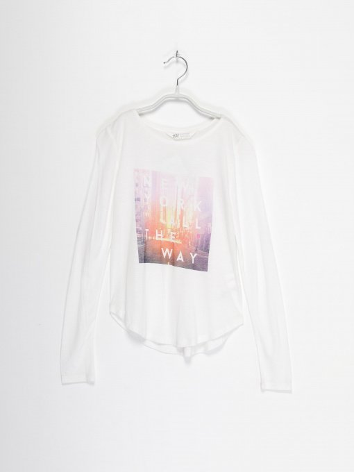 Лонгслив H&M модель 0318355_білий комб. Фото