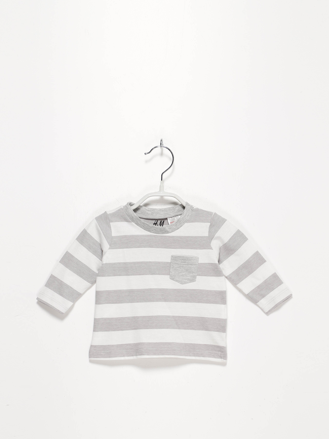 Лонгслив H&M модель 0318951_білий з сірим Лонгслив H&M модель 0318951_білий з сірим Фото