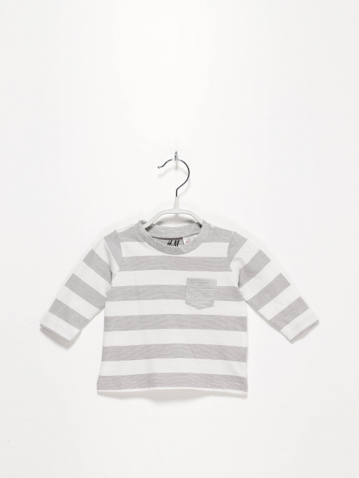 Лонгслив H&M модель 0318951_білий з сірим Фото