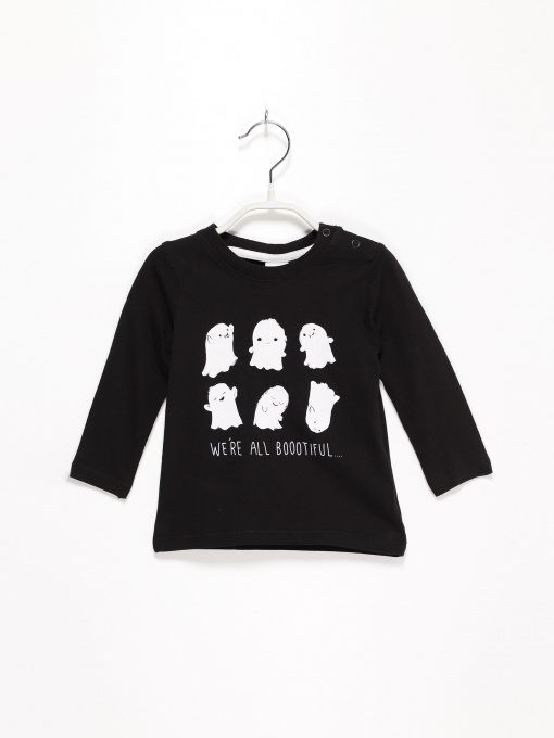 Лонгслів H&M модель 0414255_чорний з білим Фото