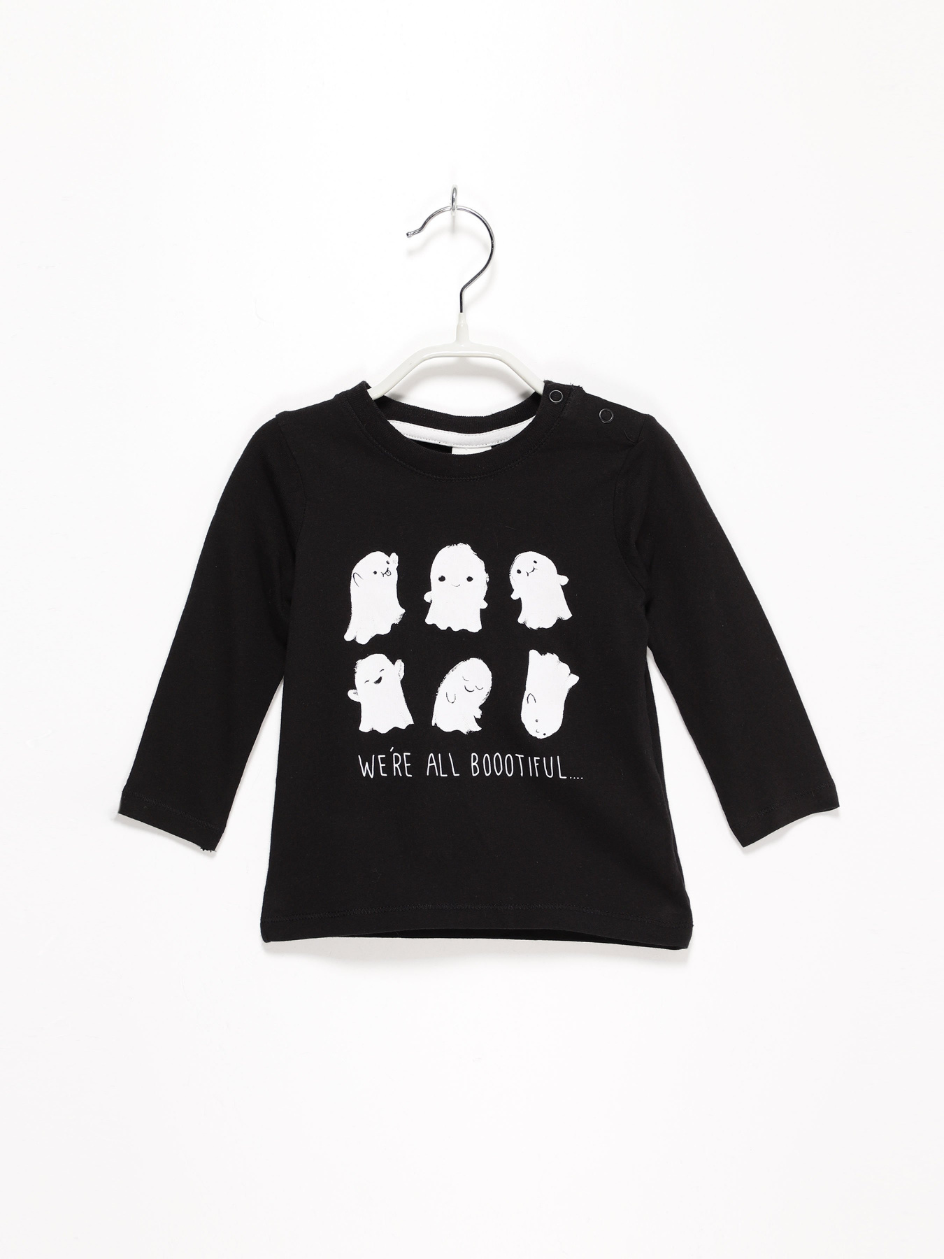 Лонгслив H&M модель 0414255_чорний з білим Фото